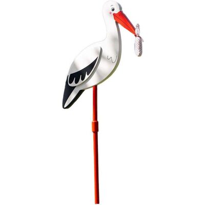 Goki 63890 - Estaca decorativa de jardín con cigüeña y tela para bebé - 100cm Goki 63890 - Estaca decorativa de jardín con cigüeña y tela para bebé - 100cm