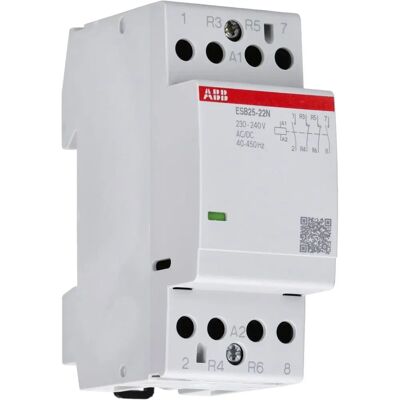 ABB Kontaktor ESB25-22N-06 - 4-polig, 25A, AC/DC, 230-240V, 1,3kW ABB Kontaktor ESB25-22N-06 - 4-polig, 25A, AC/DC, 230-240V, 1,3kW