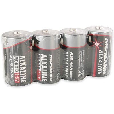 Bateria alcalina D LR20 Ansmann - Pacote com 4 Bateria alcalina D LR20 Ansmann - Pacote com 4
