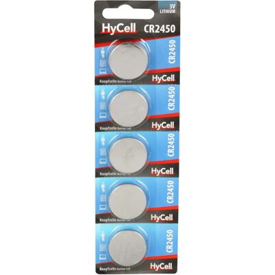 Pile bouton au lithium HyCell CR2450 - Pack de 5 - Longue durée, 540mAh - Publicité Pile bouton au lithium HyCell CR2450 - Pack de 5 - Longue durée, 540mAh - Publicité