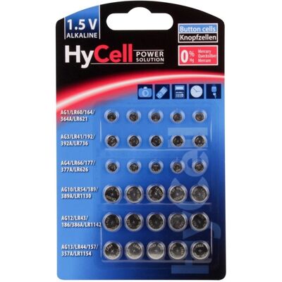 Pilhas domésticas HyCell 5015473 - AA, AAA, LR60, LR66, LR41, LR43 - 30 unidades Pilhas domésticas HyCell 5015473 - AA, AAA, LR60, LR66, LR41, LR43 - 30 unidades