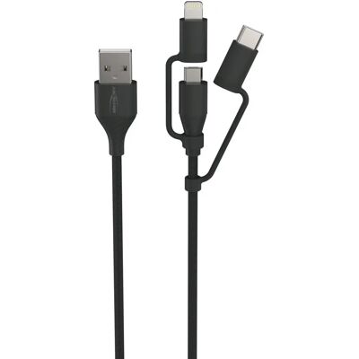Câble Micro USB/USB C/Lightning Ansmann 1,2m - Publicité Câble Micro USB/USB C/Lightning Ansmann 1,2m - Publicité