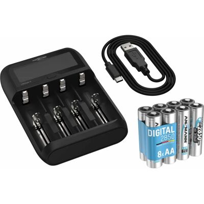 Chargeur Lithium 4 Ansmann - Supporte 4 batteries, LCD, USB-C - Publicité Chargeur Lithium 4 Ansmann - Supporte 4 batteries, LCD, USB-C - Publicité