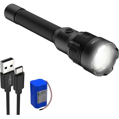 Lampe de poche LED Ansmann T12000FR - 12000 lm, Rechargeable USB-C, Noir Lampe de poche LED Ansmann T12000FR - 12000 lm, Rechargeable USB-C, Noir