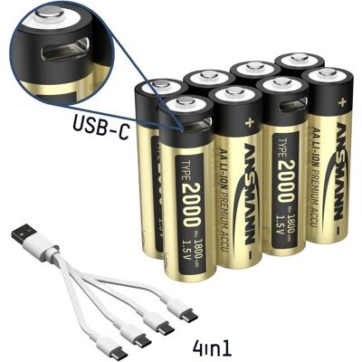 Piles lithium rechargeables AA Ansmann 1800mAh Piles lithium rechargeables AA Ansmann 1800mAh