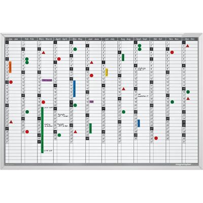 Pianificatore annuale Magnetoplan - Grigio-verde, 920x625mm, Cornice in alluminio Pianificatore annuale Magnetoplan - Grigio-verde, 920x625mm, Cornice in alluminio