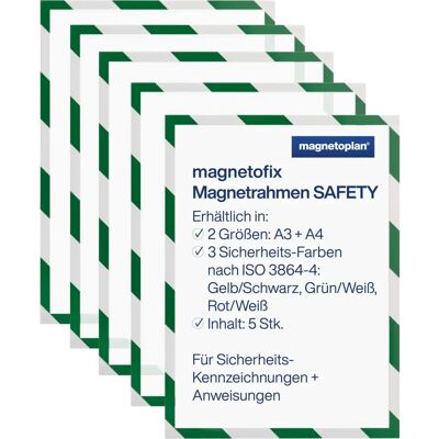 Marco magnético Safety - DIN A4, Verde-Blanco, Pack de 5 Marco magnético Safety - DIN A4, Verde-Blanco, Pack de 5