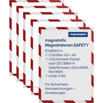 Magnetoplan Safety Mágneses Keret - DIN A4 - Piros-Fehér Magnetoplan Safety Mágneses Keret - DIN A4 - Piros-Fehér