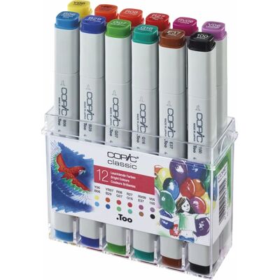Copic Flerfärgad Markerset - 12 Ljusa Färger - Alkoholbaserad Copic Flerfärgad Markerset - 12 Ljusa Färger - Alkoholbaserad