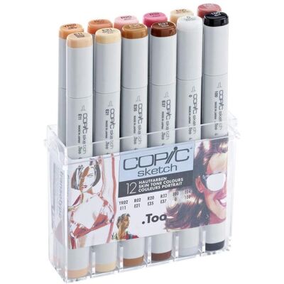 Copic Sketch Markers Set - 12 Colors - Alcohol-based - Portraits Copic Sketch Markers Set - 12 Colors - Alcohol-based - Portraits