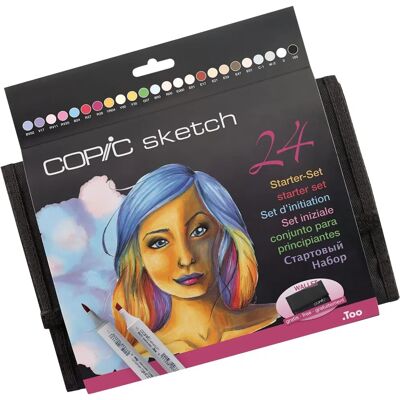 Copic Sketch Dual-tip Marker Set - 24 Colors & Pencil Case - Markers Copic Sketch Dual-tip Marker Set - 24 Colors & Pencil Case - Markers