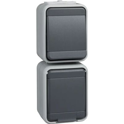Schneider Electric 458629 Wandplatte - Schalter & Steckdose - Grau Schneider Electric 458629 Wandplatte - Schalter & Steckdose - Grau