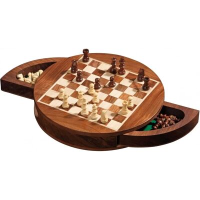 Set di scacchi rotondo in legno Philos - Palissandro e bosso - Re 33mm Set di scacchi rotondo in legno Philos - Palissandro e bosso - Re 33mm