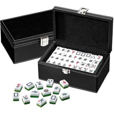 Philos 3267 - Mah Jongg Petit Sans Caractères Arabes Étui en Cuir - Jeu de Société Philos 3267 - Mah Jongg Petit Sans Caractères Arabes Étui en Cuir - Jeu de Société