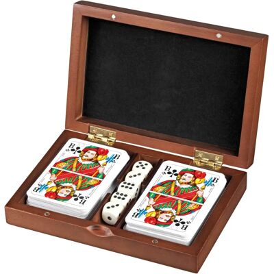 Philos 6656 - Rummy Kaartenset met Dobbelstenen in Houten Doos Philos 6656 - Rummy Kaartenset met Dobbelstenen in Houten Doos