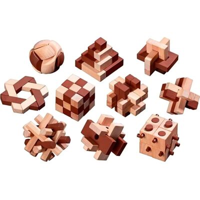 Philos Houten Puzzel Set - 10 Denkspellen - Vanaf 6 Jaar Philos Houten Puzzel Set - 10 Denkspellen - Vanaf 6 Jaar