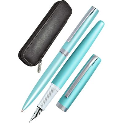 Ensemble Cadeau Turquoise ONLINE - Stylo Plume, Bille, Étui en Cuir Ensemble Cadeau Turquoise ONLINE - Stylo Plume, Bille, Étui en Cuir