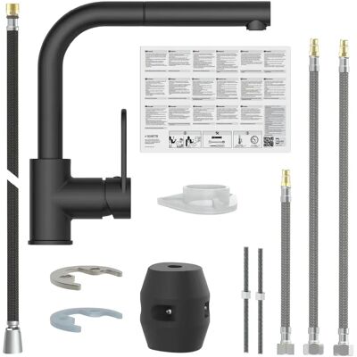 SCHÜTTE Design Schwarze Küchenarmatur - Ausziehbar, Schwenkbar, Hochdruck SCHÜTTE Design Schwarze Küchenarmatur - Ausziehbar, Schwenkbar, Hochdruck