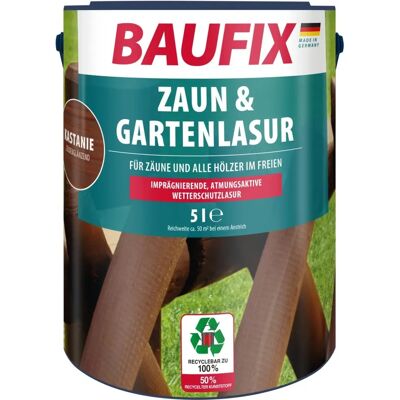 Baufix Houtbeschermingslasur Kastanje - Weerbestendig, 5L - Buitenhoutbescherming Baufix Houtbeschermingslasur Kastanje - Weerbestendig, 5L - Buitenhoutbescherming