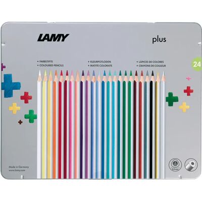 Ensemble de 24 crayons triangulaires LAMY en boîte métallique Ensemble de 24 crayons triangulaires LAMY en boîte métallique