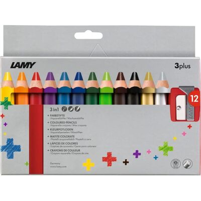 Crayons de couleur 3-en-1 3plus, étui carton de 12 Crayons de couleur 3-en-1 3plus, étui carton de 12