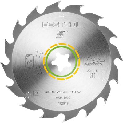 Festool 190mm Circular Saw Blade - 16 Teeth, 28° - Wood Cutting Festool 190mm Circular Saw Blade - 16 Teeth, 28° - Wood Cutting