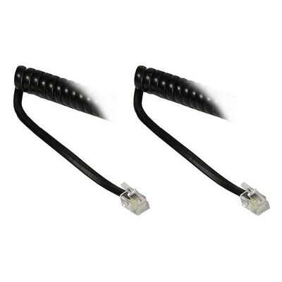 Alcasa THS-02 Câble téléphonique noir 2 m - telephone cable Alcasa THS-02 Câble téléphonique noir 2 m - telephone cable