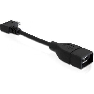 Cabo USB DeLOCK 83104 - Micro-USB B a USB A, 0,11 m, Preto, 90° OTG Cabo USB DeLOCK 83104 - Micro-USB B a USB A, 0,11 m, Preto, 90° OTG