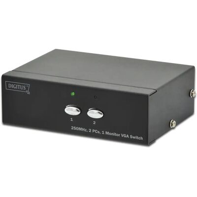 Przełącznik wideo Digitus DS-44100-1 - Obsługuje 1920x1080, 250MHz, 2 PC Przełącznik wideo Digitus DS-44100-1 - Obsługuje 1920x1080, 250MHz, 2 PC