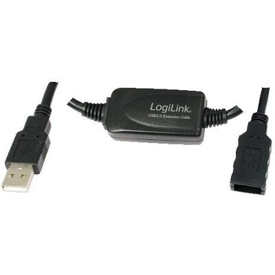 LogiLink USB 2.0 kabel 10m - M/F USB A - Sort LogiLink USB 2.0 kabel 10m - M/F USB A - Sort