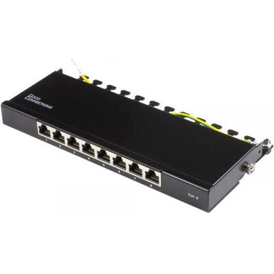 Alcasa GC-N0112 Patch Panel - 8 Ports, Black, Steel - Ethernet Alcasa GC-N0112 Patch Panel - 8 Ports, Black, Steel - Ethernet