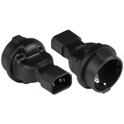 Alcasa PA-1402S Power Plug Adapter - Type F, C14, Black Alcasa PA-1402S Power Plug Adapter - Type F, C14, Black