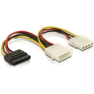 DeLOCK SATA HDD Virtajohto - 2x 4pin uros/nais - 0,165m DeLOCK SATA HDD Virtajohto - 2x 4pin uros/nais - 0,165m