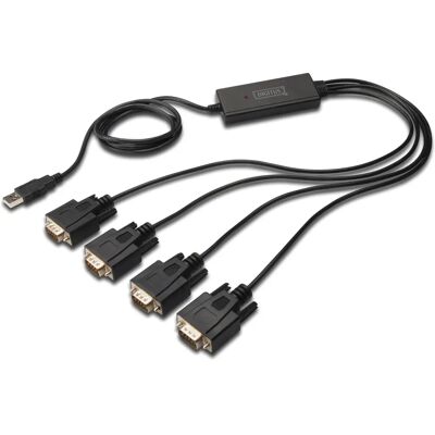 Kabel RS232 USB 2.0 4-port Digitus - Czarny Kabel RS232 USB 2.0 4-port Digitus - Czarny