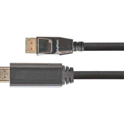 Python Gc M0216 - Câble DisplayPort 1.4 à HDMI 2.0 A - 1M, Noir - Câble Vidéo - Publicité Python Gc M0216 - Câble DisplayPort 1.4 à HDMI 2.0 A - 1M, Noir - Câble Vidéo - Publicité