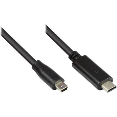 Alcasa USB-kabel - 1m USB-C naar Mini USB B - Zwart Alcasa USB-kabel - 1m USB-C naar Mini USB B - Zwart