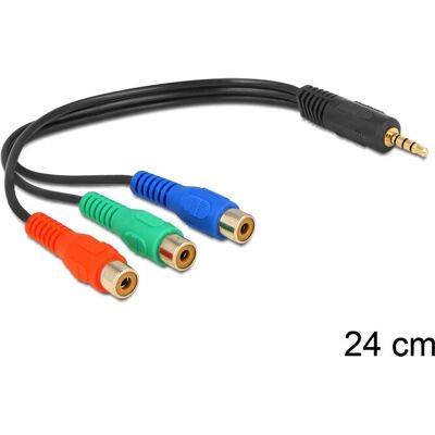 DeLOCK 62499 Audio Kabel Adapter - 3,5mm zu 3 x RCA, 0,24 m, Schwarz DeLOCK 62499 Audio Kabel Adapter - 3,5mm zu 3 x RCA, 0,24 m, Schwarz
