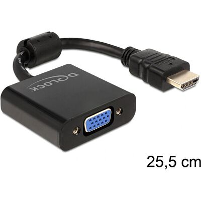 Delock - 65512 - HDMI-A to VGA - Musta - Kaapeliadapteri Delock - 65512 - HDMI-A to VGA - Musta - Kaapeliadapteri
