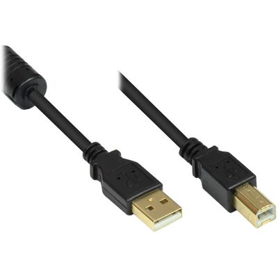 Alcasa USB Cable - 3m Black USB A to USB B Alcasa USB Cable - 3m Black USB A to USB B