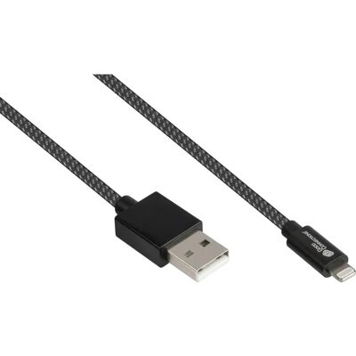 Alcasa 2510-AL005S USB-kabel - USB 2.0, 1,8m, USB A naar Lightning - Graphiet Alcasa 2510-AL005S USB-kabel - USB 2.0, 1,8m, USB A naar Lightning - Graphiet