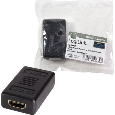 LogiLink HDMI-sovitin - Musta - HDMI-sovitin kultaisilla liittimillä ja 90° kulmalla LogiLink HDMI-sovitin - Musta - HDMI-sovitin kultaisilla liittimillä ja 90° kulmalla