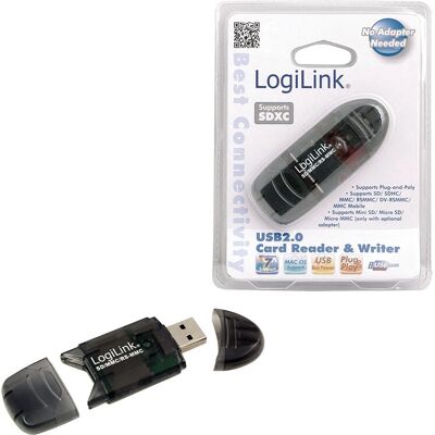 LogiLink Card Reader - USB 2.0 - SD/MMC - Black LogiLink Card Reader - USB 2.0 - SD/MMC - Black
