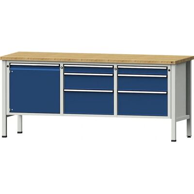 Anke Buchenholz Werkbank - Blau RAL 5010 - Werkstatttisch Anke Buchenholz Werkbank - Blau RAL 5010 - Werkstatttisch