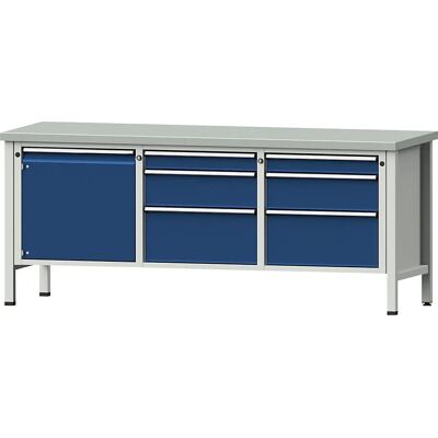 Anke Werkbank - Modulares Stahlrahmen, 6 Schubladen, Verzinkte Stahlplatte Anke Werkbank - Modulares Stahlrahmen, 6 Schubladen, Verzinkte Stahlplatte