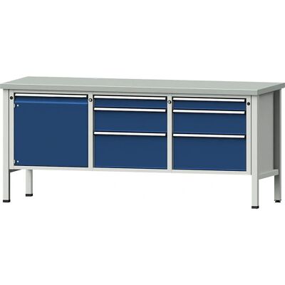 ANKE Banco da lavoro modulare - 6 cassetti, 890mm, Blu ANKE Banco da lavoro modulare - 6 cassetti, 890mm, Blu