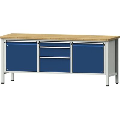 Anke Buchenholztisch - 2 Türen, 3 Schubladen - Modulares Rahmen - Werkbänke Anke Buchenholztisch - 2 Türen, 3 Schubladen - Modulares Rahmen - Werkbänke
