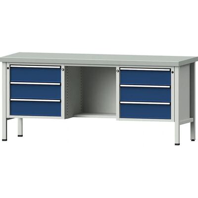 ANKE Banco da lavoro Serie V - Acciaio, 6 cassetti, 890mm H ANKE Banco da lavoro Serie V - Acciaio, 6 cassetti, 890mm H