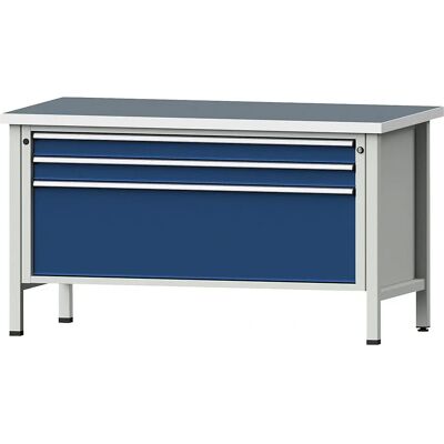 Mesa de trabalho ANKE XL/XXL - Azul, 3 gavetas, 1500mm de largura Mesa de trabalho ANKE XL/XXL - Azul, 3 gavetas, 1500mm de largura