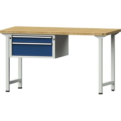 ANKE Buchen Arbeitstisch - Modulares Stahlgestell - 2 Schubladen - 1500mm Breite ANKE Buchen Arbeitstisch - Modulares Stahlgestell - 2 Schubladen - 1500mm Breite