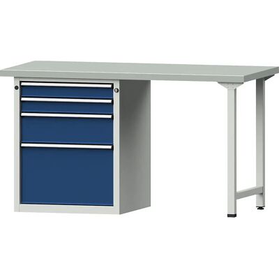 ANKE V-Serie Werkbank - Stahlplatte, 4 Schubladen, Blau ANKE V-Serie Werkbank - Stahlplatte, 4 Schubladen, Blau